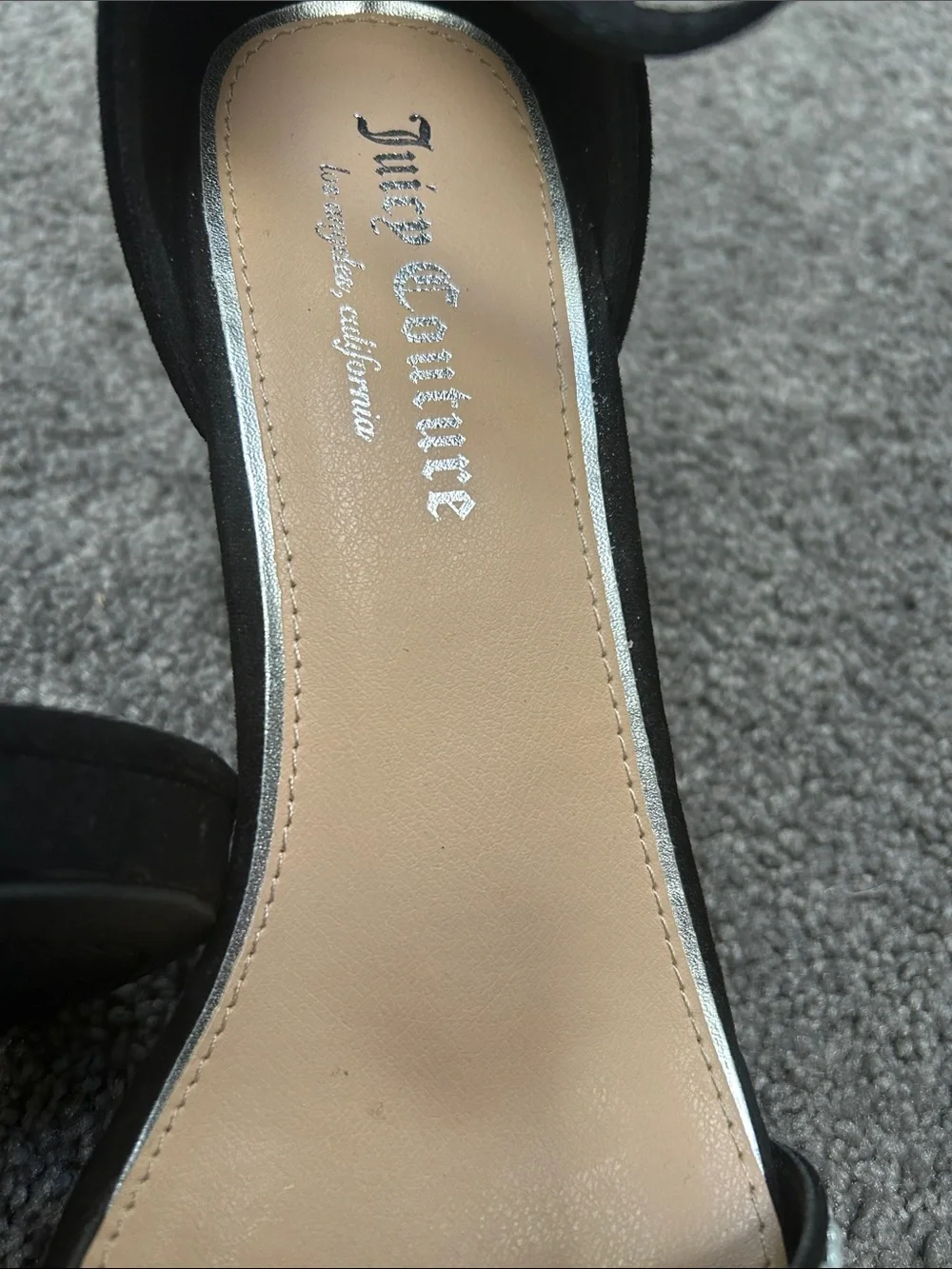 Juicy Couture Black Crystal-Studded Ankle-Strap Block Heels